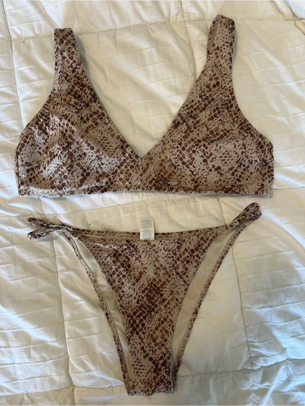 aerie Neutral Brown Snake Print Bikini Bottoms